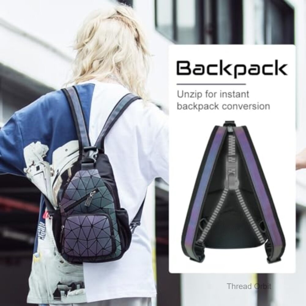 Geometric Luminous Backpack Reflective Daypack Cr… - image 4
